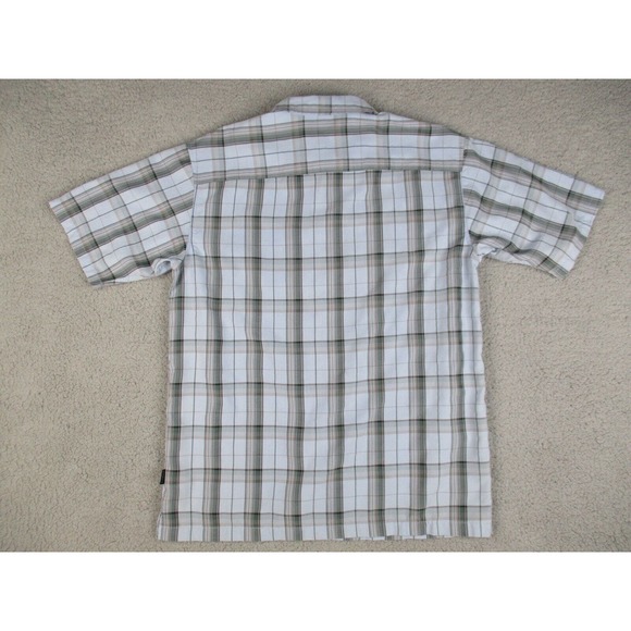 Oneill Shirt Mens Medium Blue Plaid Button Down Short‎ Sleeve Pocket - Picture 2 of 12